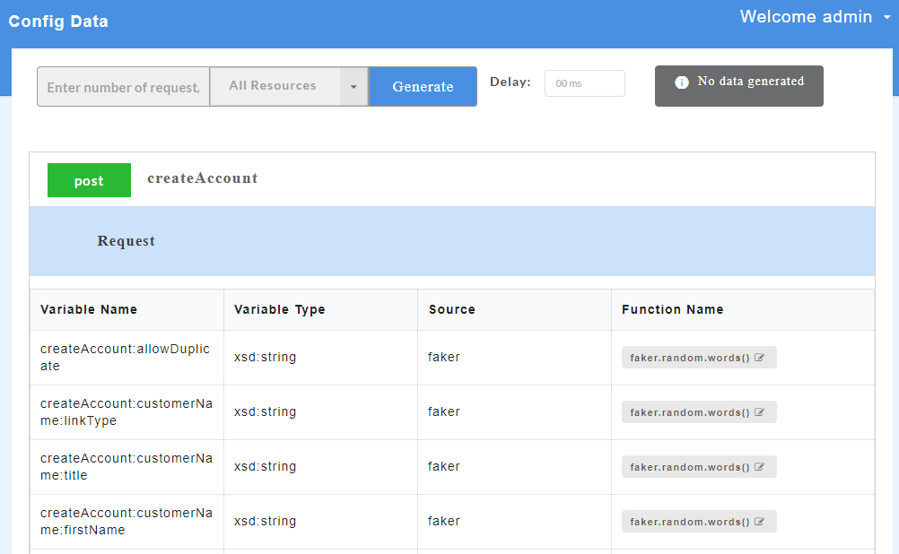 Request and Response Parameters for WSDL