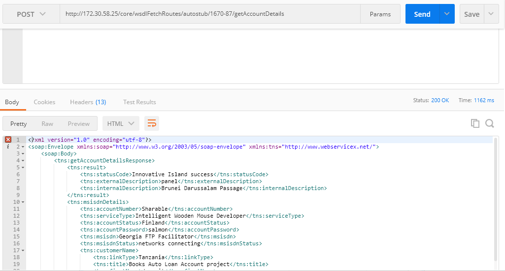 Third Party Client Response for WSDL Example