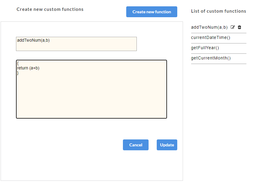 Custom Function Edit