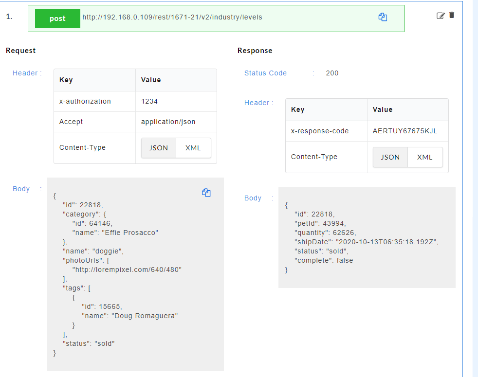Same Value in Response
