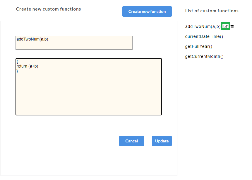 Custom Function Edit