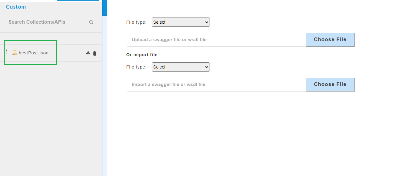 Imported swagger file